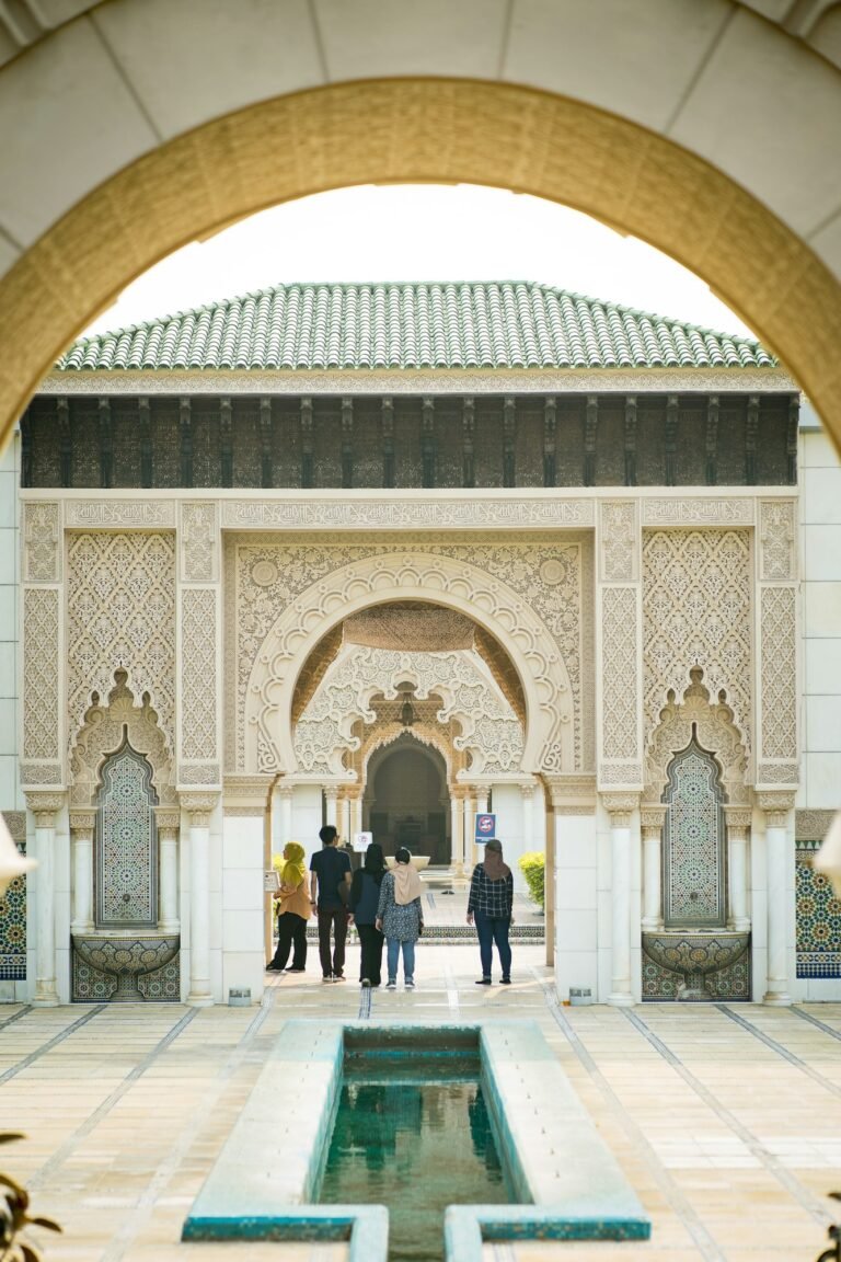 morrocoan architecture entrance building with people walking