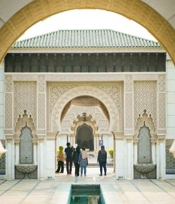 morrocoan architecture entrance building with people walking