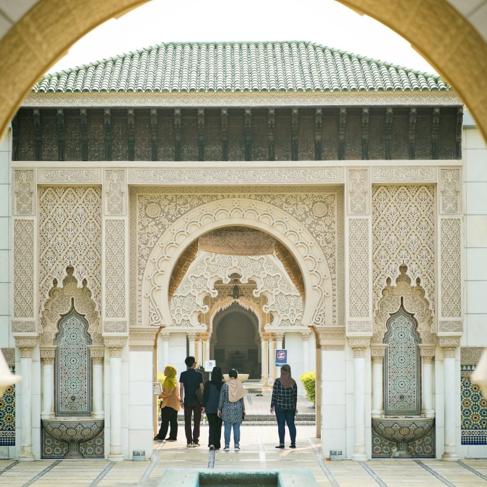 morrocoan architecture entrance building with people walking